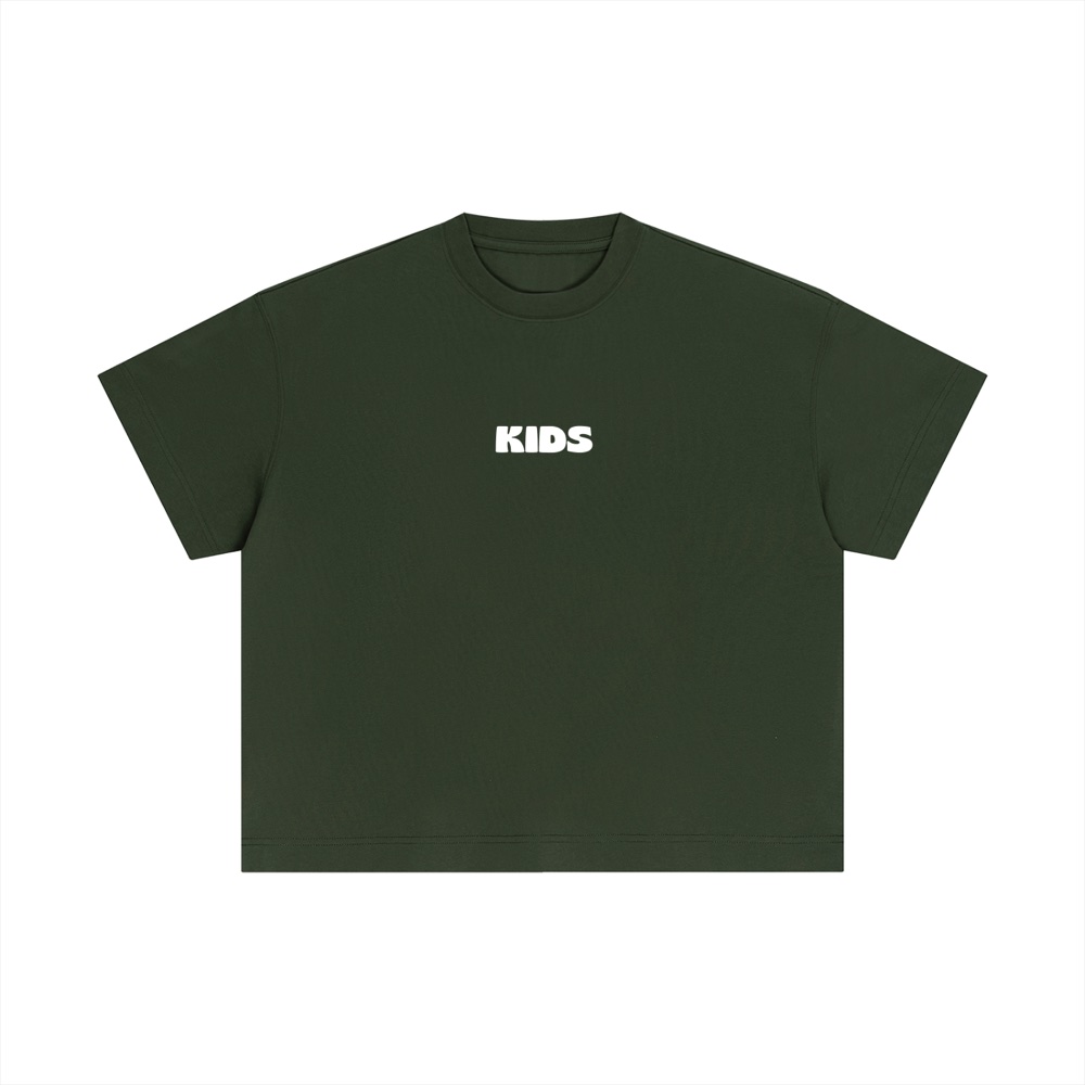 KIDS boxy tee · dark green